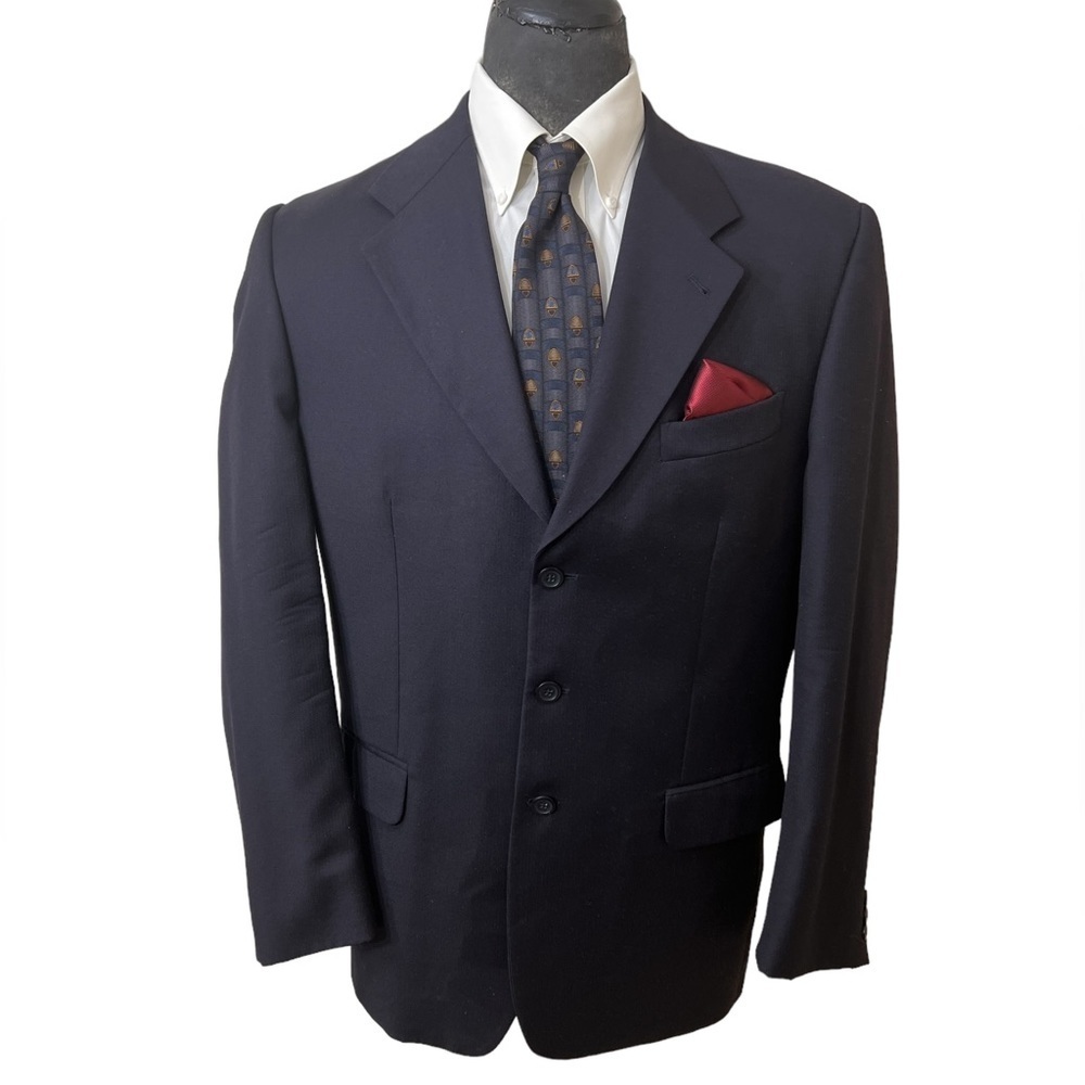 BACHRACH MENS BLAZER MADE IN ITALY. NAVY BLUE, SIZE 42L. VERY HANDSOME JACKET☑️